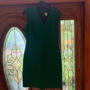 J. Crew Forest Green V-Neck Dress | Size 8